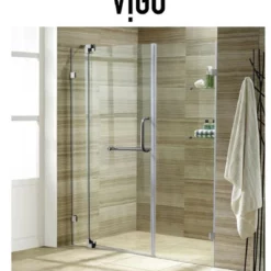 Vigo Piroutte 72" High X 60"-66" Wide Hinged Frameless Shower Door With 3/8" Glass