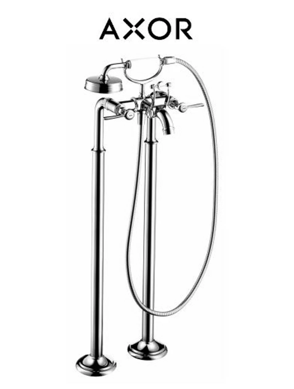 Axor Montreux Floor Mounted Tub Filler With Built-In Diverter And Lever Handles - Includes Hand Shower 3 Axor Montreux Floor Mounted Tub Filler With Built-In Diverter And Lever Handles - Includes Hand Shower