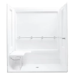 Sterling ADA 63-1/4" X 39-3/8" X 73-1/4" Shower Module With Collapsible Seaton Left, Center Drain, And Grab Bars