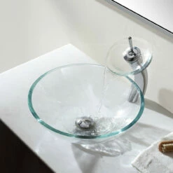 Glass Tray Waterfall Tall Faucet Chrome