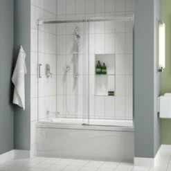 Fleurco NAT60-11-40 Nova Apollo Sliding Tub Door And Fixed Panel With Hardware Finish: Bright Chrome And Glass Type: Clear Glass
