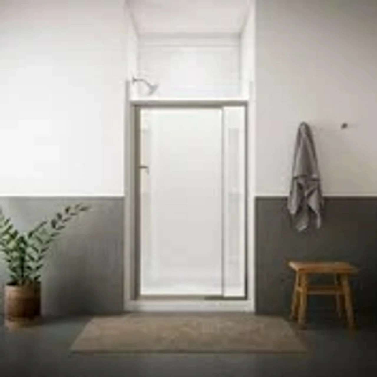 Framed Pivot Shower Door, 69" H X 36 - 42" W, With 1/8" Thick Pebbled Glass 4 Framed Pivot Shower Door, 69" H X 36 - 42" W, With 1/8" Thick Pebbled Glass - Image 2